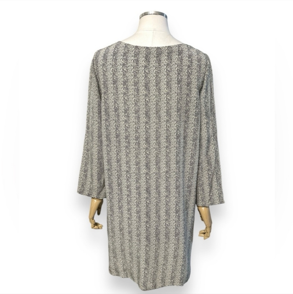 JOIE Cream & Black Printed Silk Scoop Neck Dress - Picture 3 of 6